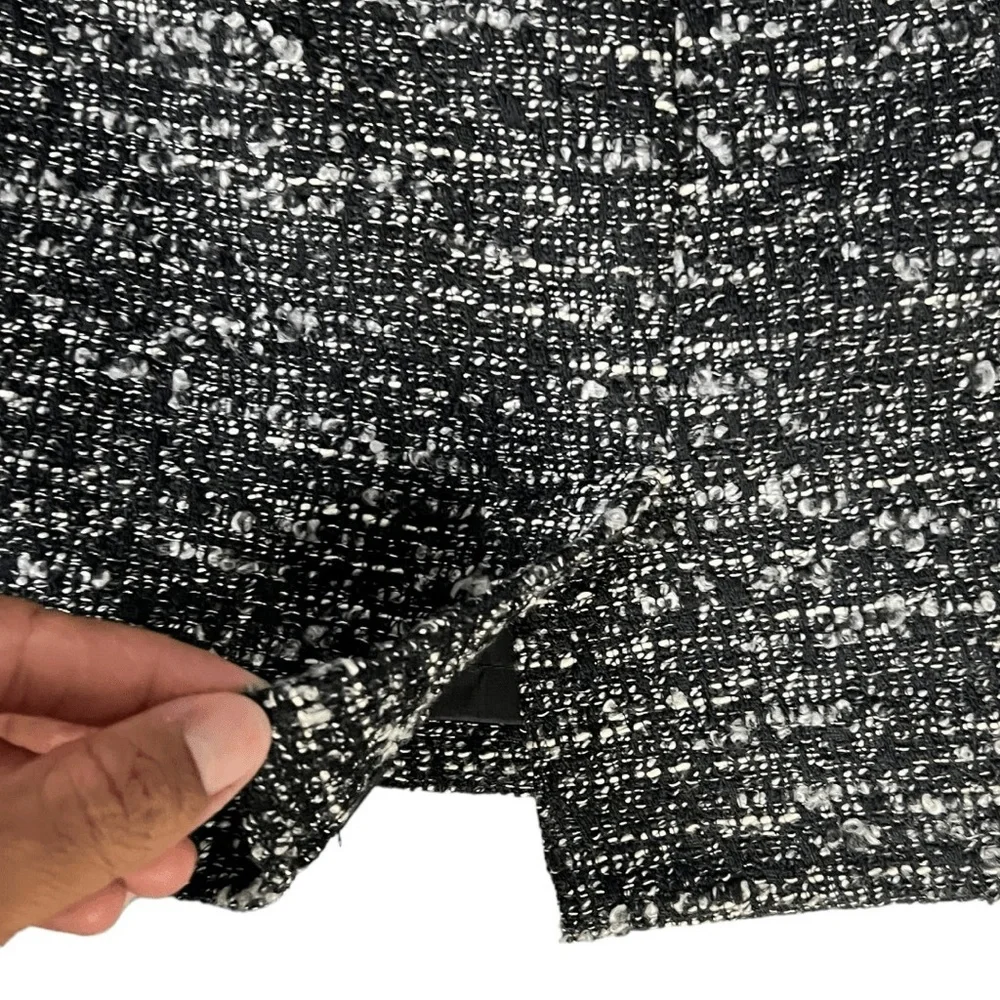 ANN‎ TAYLOR PETITE Skirt 00P Black White Pencil Mini Tweed Classic Sophisticated